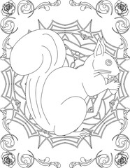 Squirrel on Mandala Coloring Page. Printable Coloring Worksheet for Adults and Kids. Educational Resources for School and Preschool. Mandala Coloring for Adults