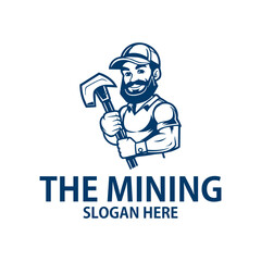 Mining man logo vector illustration