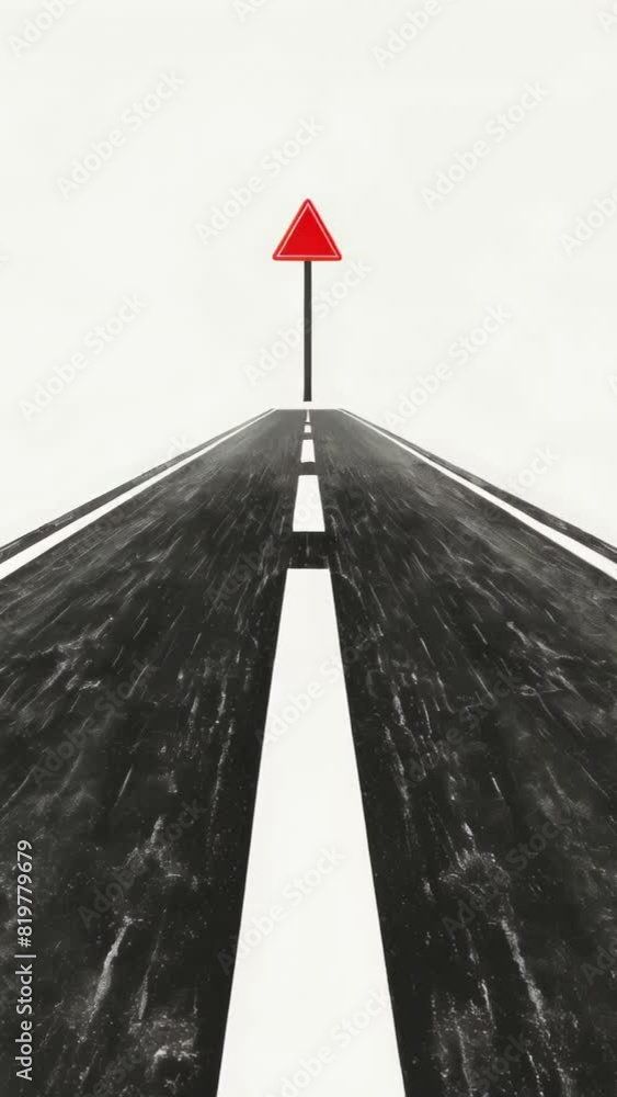Poster a road with a red arrow pointing to the right. the road is empty and the arrow is the only sign