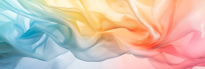 Obraz premium Smooth flowing fabric background transitioning from cool blue to warm pink tones with abstract waves