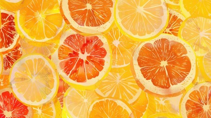 A seamless pattern featuring oranges, lemons, grapefruit, and Rangpur leaves on a white background. Perfect for kitchen tableware or citrusthemed products AIG50