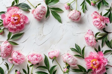 Drawing of a heart-shaped arch made of flowers. Backdrop with selective focus and copy space for the inscription. Beautiful simple AI generated image in 4K, unique.