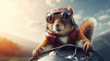 Cute human like Squirrel in pilot outfit - kids cartoon character and book story