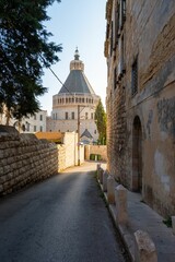 Obraz premium Picturesque street of stone buildings in the streets of Nazareth, Galilee, Israel.