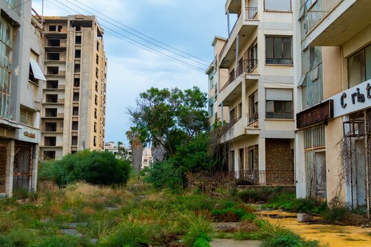 Abandoned buildings of Varosha, Famagusta district, Northern Cyprus.