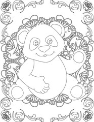 Panda on Mandala Coloring Page. Printable Coloring Worksheet for Adults and Kids. Educational Resources for School and Preschool. Mandala Coloring for Adults