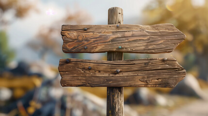 Naklejka premium Close Up of Wooden Sign on Pole