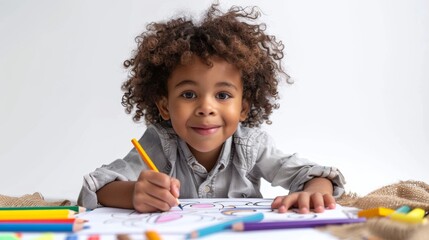Creative 5-Year-Old Drawing Artistically in Studio Setting