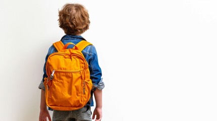 Bright Future Ahead - Happy Kid with School Backpack on White Background for Commercial Marketing