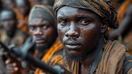 African pirates equipped with firearms ready to target merchant ship