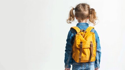 Bright Future Ahead - Smiling Child with School Backpack on White Background for Marketing