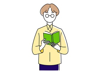 立って本を読んでいる人
