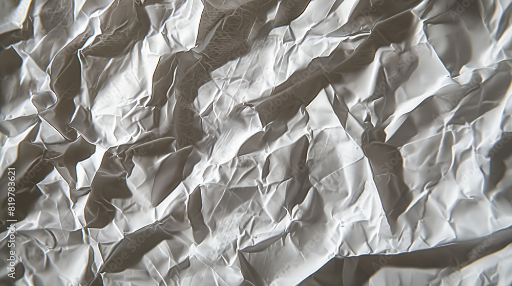 Poster a high-resolution image of crumpled paper texture with subtle shadows and highlights, emphasizing th