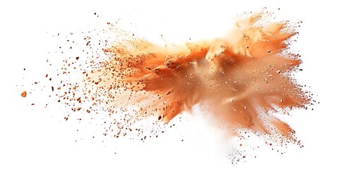 Explosive Burst of Orange Powder, Dynamic Abstract Art on a White Background