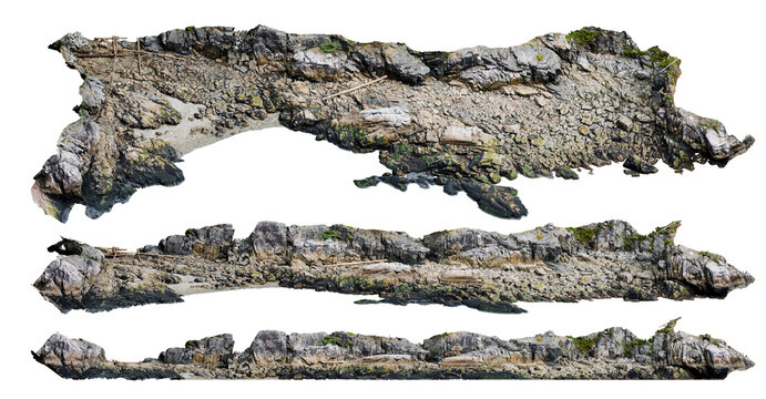 Isolated PNG cutout of a Rocky ground in the mountains, rocky soil on a transparent background