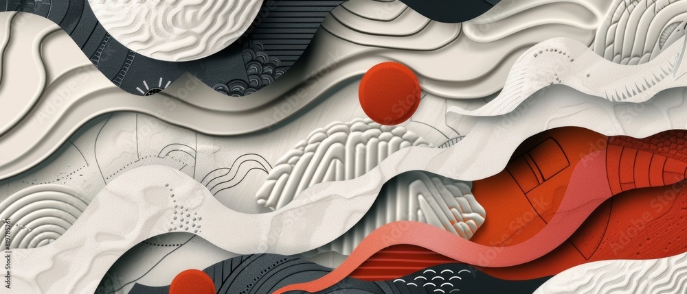 Poster modern abstract graphic elements with japanese pattern modern. dynamical colored shapes and lines. a