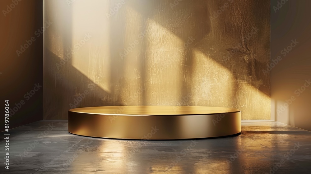 Poster abstract gold podium empty pedestal background stage of 3d studio presentation mockup scene or luxur