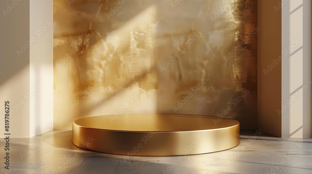 Poster abstract gold podium empty pedestal background stage of 3d studio presentation mockup scene or luxur