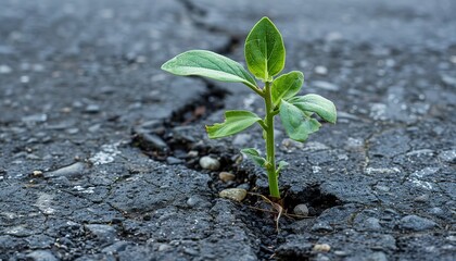 Plant growing and come out the crack