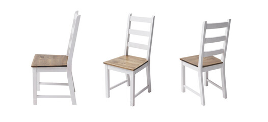 Wooden kitchen chair at different angles