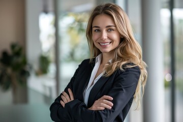 Fototapeta premium Professional Woman in a High-Tech Control Room. Beautiful simple AI generated image in 4K, unique.