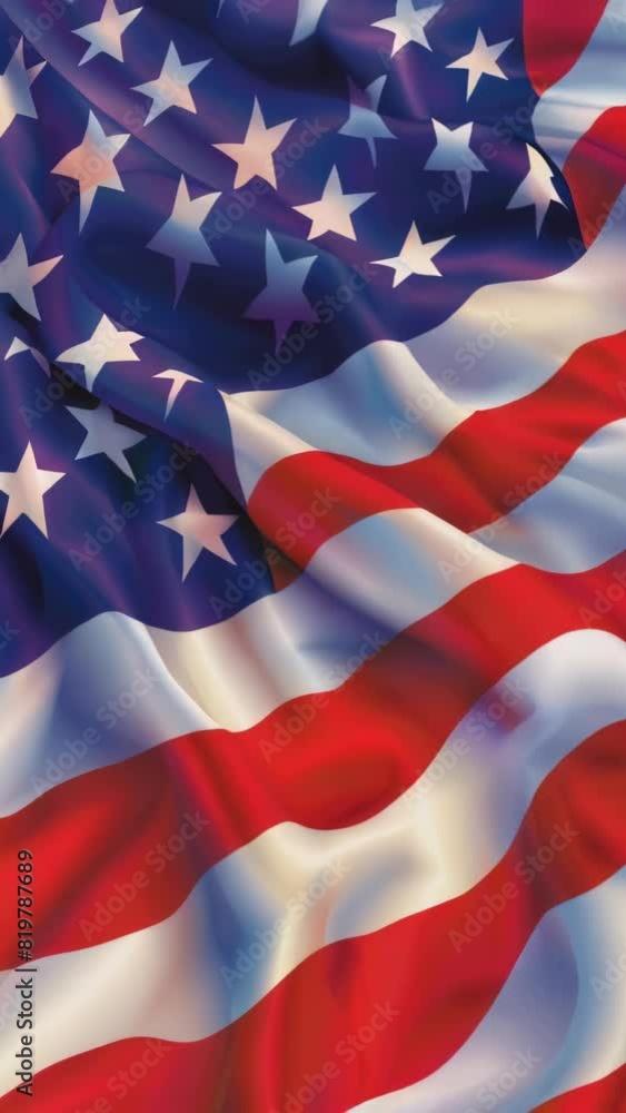 Poster a flag with stars and stripes. the flag is red, white and blue. the stars are evenly spaced and are 