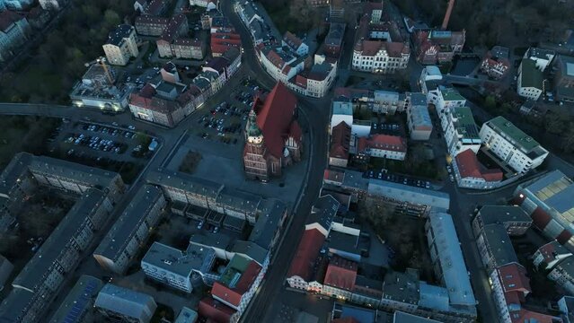 Cottbus cityscape with Spremberg tower and castle church and the European style buildings in Germany