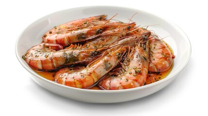The savory delight of barbecued shrimp looks irresistibly delicious with white background