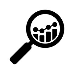 Analytic icons - magnifying glasses with bar chart icons, analysis icon.