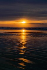 Beautiful sunrise over the sea captured at summer in late evening