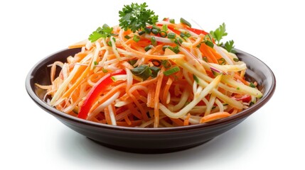 Thai papaya salad and white background
