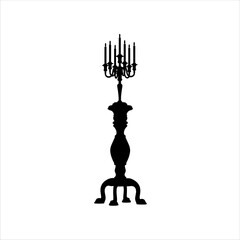 Vintage candlestick silhouette isolated on white background. Candlestick icon vector illustration design.