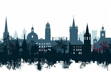 Obraz premium Cambridge city vector skyline silhouette illustration