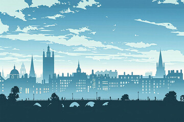 Cambridge city vector skyline silhouette illustration