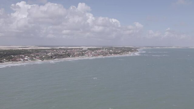 An aerial view of Praia Da Baleia, Itapipoca, Brazil on a sunny day