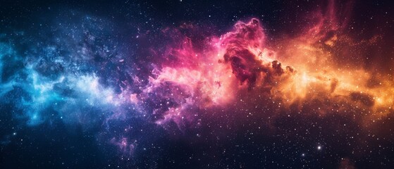 Fototapeta premium A colorful galaxy with a bright orange cloud in the middle