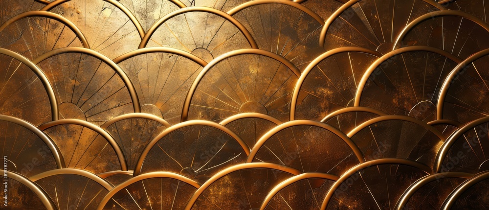 Aufkleber geometric gold background with japanese pattern modern.