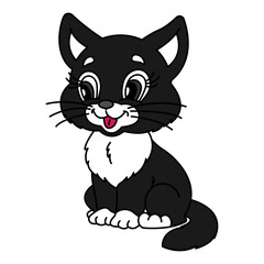 Black funny cat. Stock vector