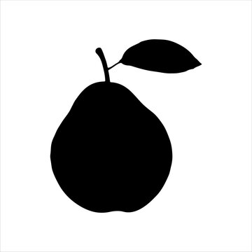 recommend clip art: Chinese pear silhouette with leaf isolated on white background. Pear icon vector illustration design.