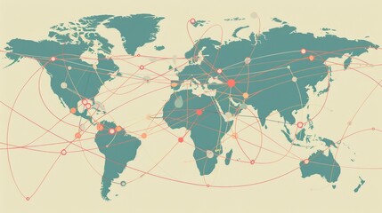 Global Contracts Concept Poster with World Map and Interconnected Lines for International Business Representation