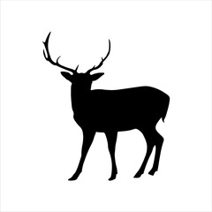 Cute deer silhouette isolated on white background. Deer icon vector illustration design.