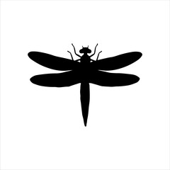 Dragonfly silhouette isolated on white background. Dragonfly icon vector illustration design.