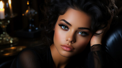 Fototapeta premium A Radiant Portrait of a Glamorous Woman