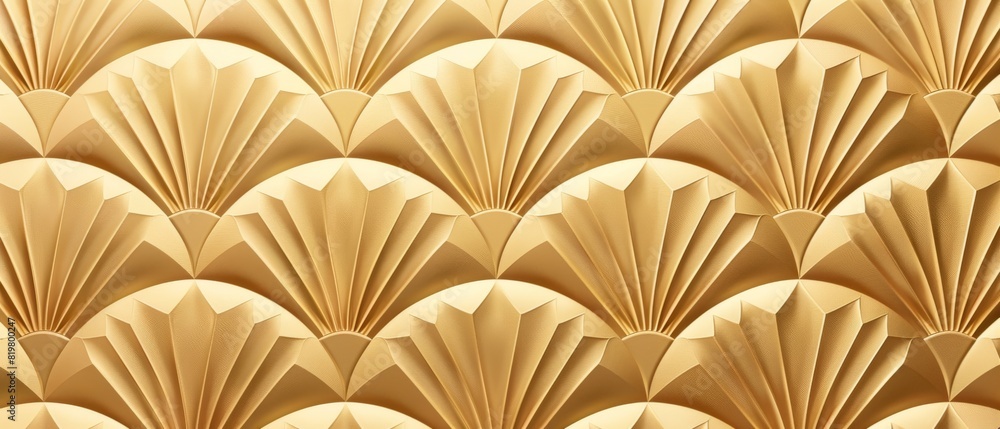 Aufkleber The modern version of the Japanese fan pattern has a gold geometric background texture.