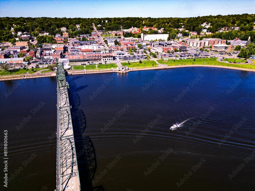 Wall mural Aerial view of St Croix River in Stillwater, Minnesota