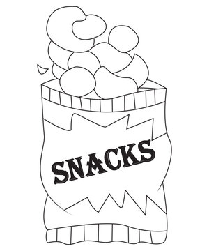 Naklejki funny snacks and food coloring page for kids