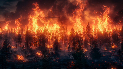Fototapeta na wymiar Uncontrollable Forest Fire