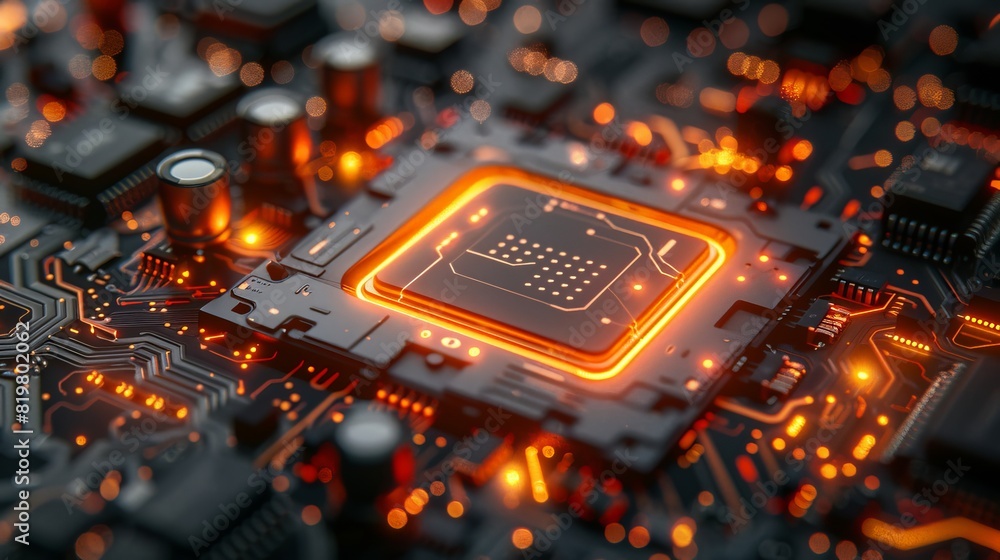 Poster background of abstract electronic board in futuristic style