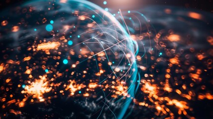 Obraz premium Business concept of global connections and information transfer in three dimensions