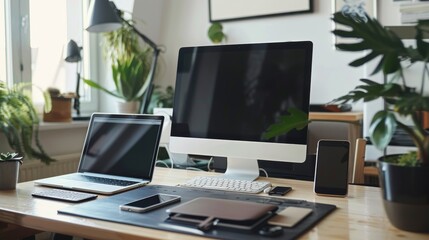 Cool website design for devices on workspace